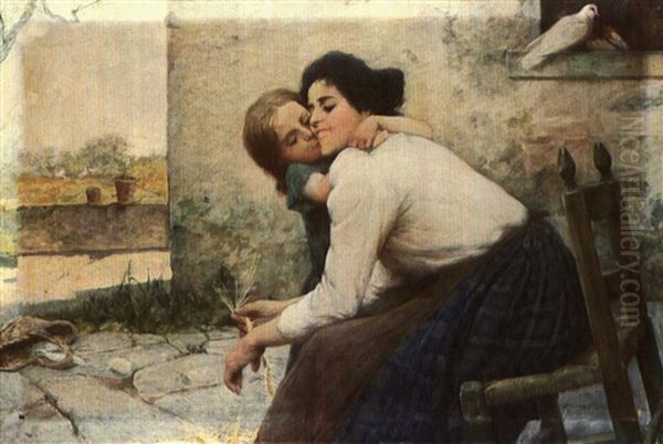 Maternity Oil Painting by Egisto Ferroni