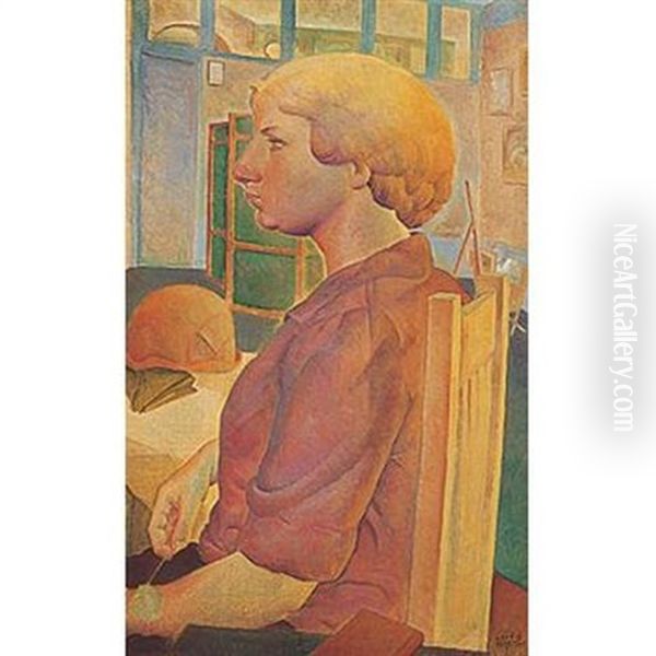 Untitled (woman In Profile) Oil Painting by Louis Goodman Ferstadt