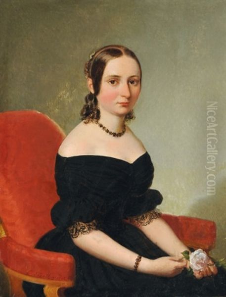 Portrait Of A Lady Oil Painting by Leopold Fertbauer