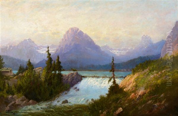 Lake Mcdermott, Glacier National Park Oil Painting by John Fery