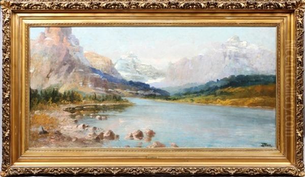 Two Medicine Lake Montana Oil Painting by John Fery