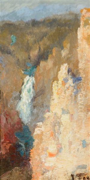 Yellowstone Falls; El Capitan Oil Painting by John Fery