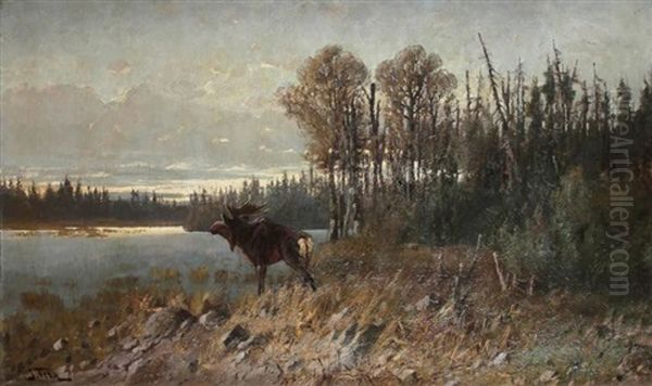 Paysage De L'est Americain A L'elan Oil Painting by John Fery