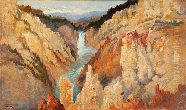 Lower Yellowstone Falls Oil Painting by John Fery