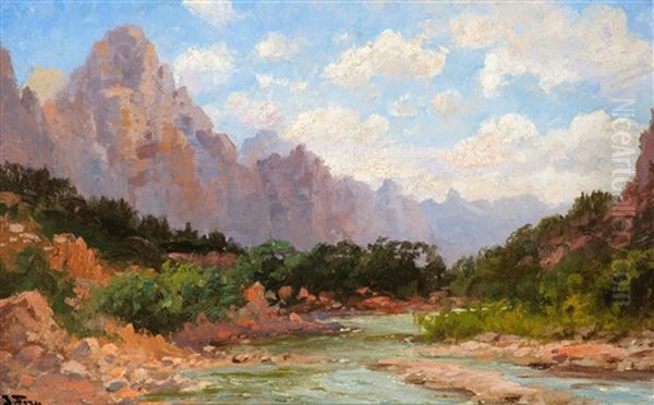 Zion National Park Oil Painting by John Fery