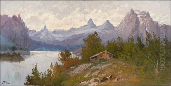 Swiftcurrent Lake - Glacier Park Oil Painting by John Fery