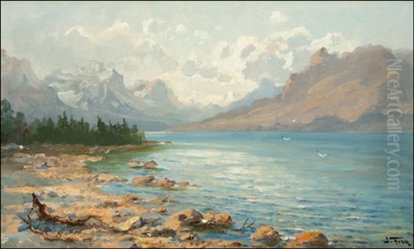 St. Mary Lake, Glacier Park Oil Painting by John Fery