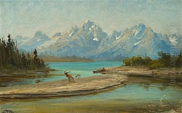 Grand Teton Mountains, Wyoming Oil Painting by John Fery