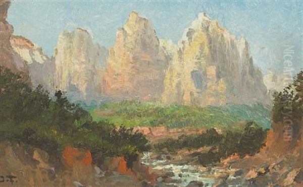 The Patriarchs, Zion Canyon Oil Painting by John Fery