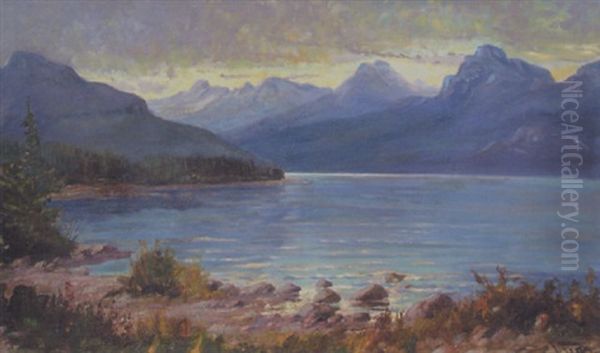 Evening, Lake Mcdonald Oil Painting by John Fery