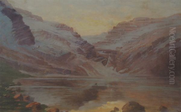 Gunsight Lake And Pass Oil Painting by John Fery