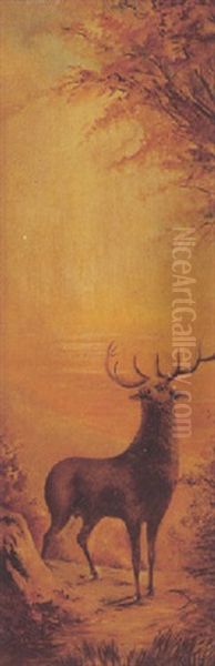 Elk On A Mountain Pass Oil Painting by John Fery