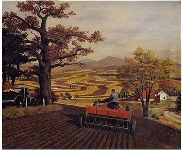 Tilling The Soil Oil Painting by John Carlton Atherton