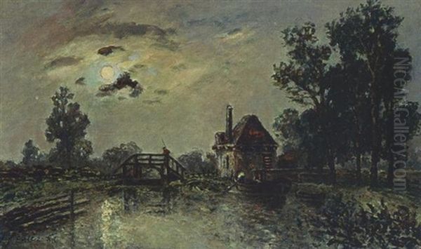 Moulin Au Clair De Lune Oil Painting by Josephine Fesser