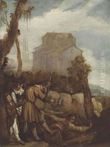 A Parable Of The Blind Oil Painting by Domenico Feti