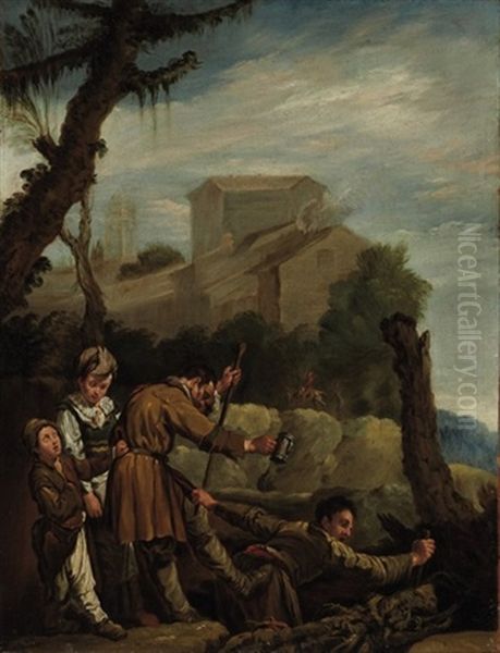 The Blind Leading The Blind Oil Painting by Domenico Feti