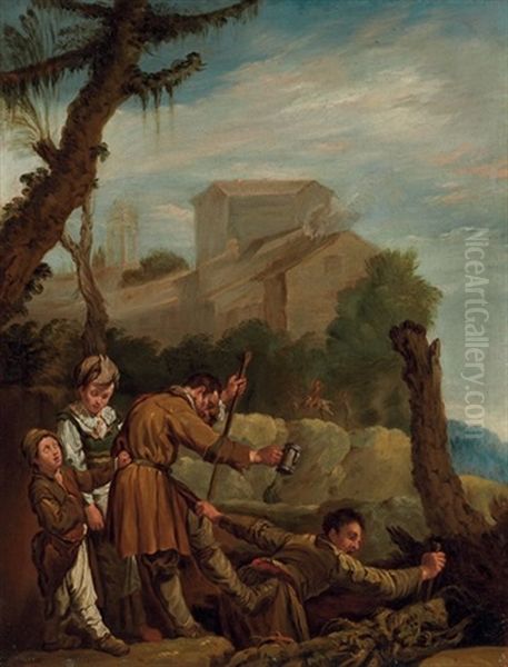 The Blind Leading The Blind Oil Painting by Domenico Feti