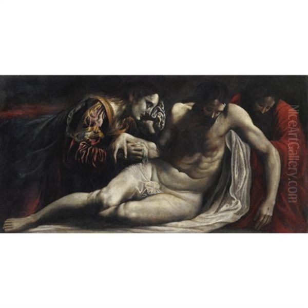 Compianto Sul Corpo Di Cristo Oil Painting by Domenico Feti