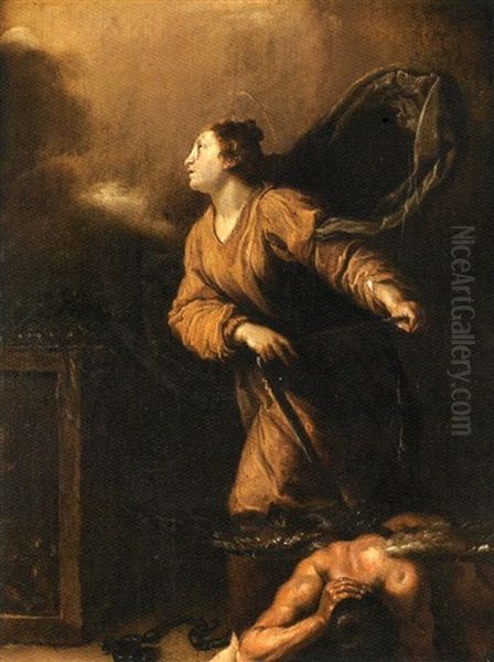 Die Heilige Margarete Mit Dem Besiegten Teufel Oil Painting by Domenico Feti