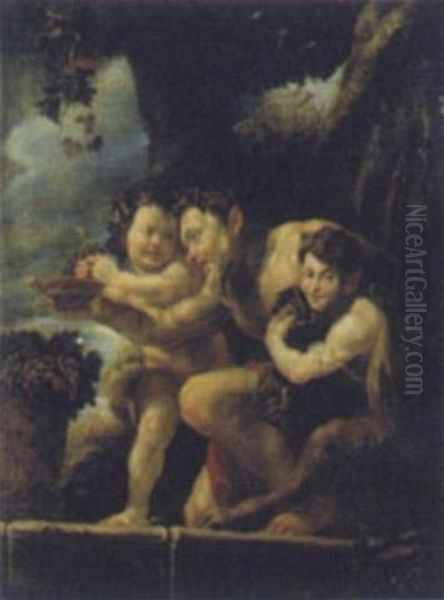 Bacchus With Satyrs Oil Painting by Domenico Feti