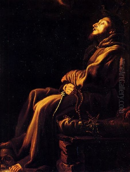 San Francesco In Meditazione Oil Painting by Domenico Feti