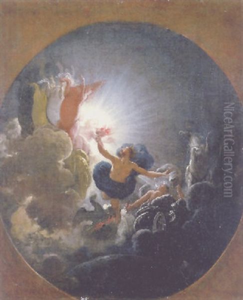 Prometheus Entwendet Zeus Das Feuer Und Bringt Es Auf Die Erde Oil Painting by Domenico Feti