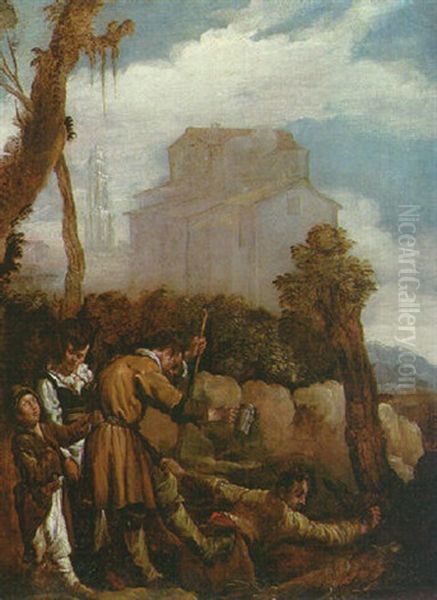 The Parable Of The Blind Leading The Blind Oil Painting by Domenico Feti