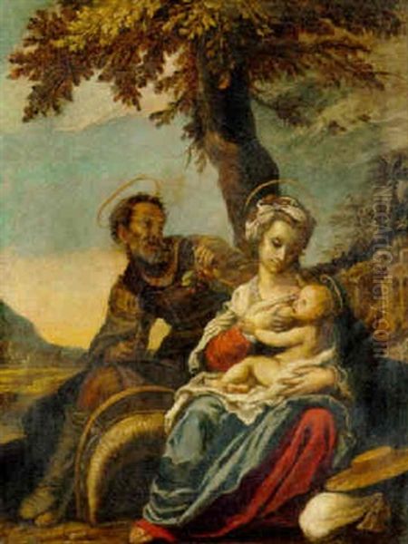 The Rest On The Flight Into Egypt Oil Painting by Domenico Feti