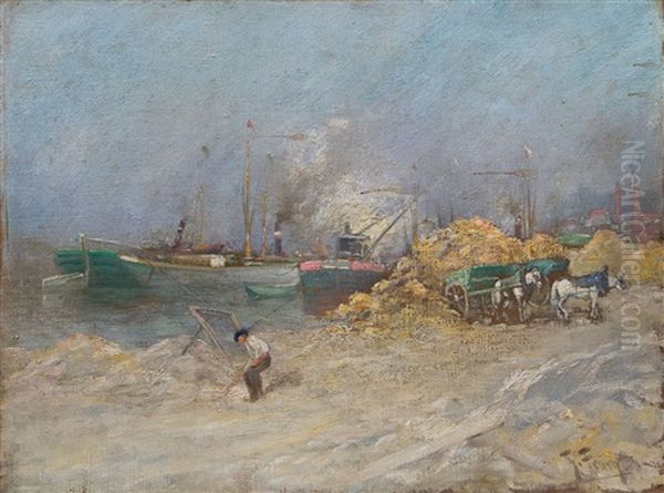 Hafenszenerie Oil Painting by Theodor Feucht