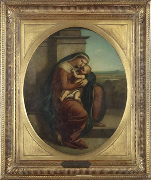 Madonna Mit Kind Vor Architektur Und Landschaftshintergrund Oil Painting by Anselm Friedrich Feuerbach