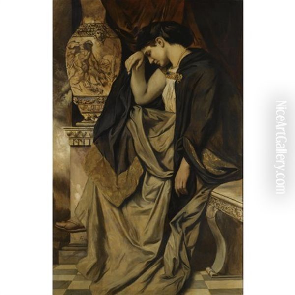 Medea An Der Urne - Medea Oil Painting by Anselm Friedrich Feuerbach