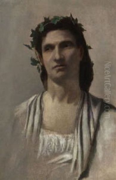 Junger Grieche Mit Weinlaubkranz Im Haar Oil Painting by Anselm Friedrich Feuerbach