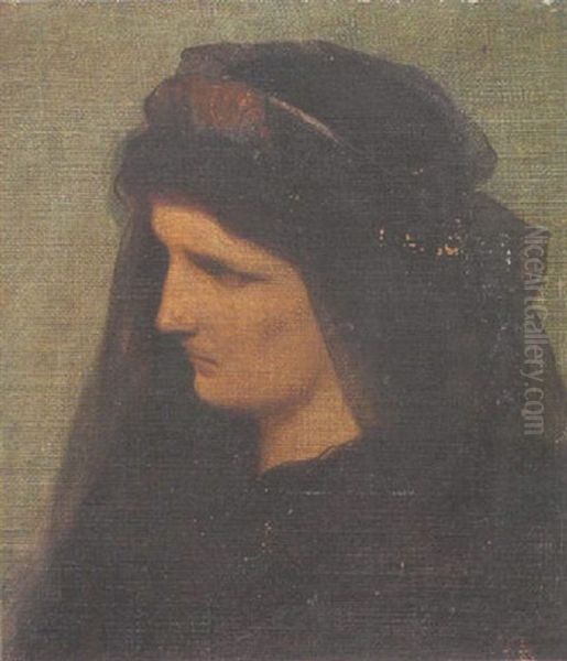 Junge Frau In Trauerkleidung Oil Painting by Anselm Friedrich Feuerbach