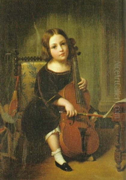 Flicka Med Cello Oil Painting by Anselm Friedrich Feuerbach