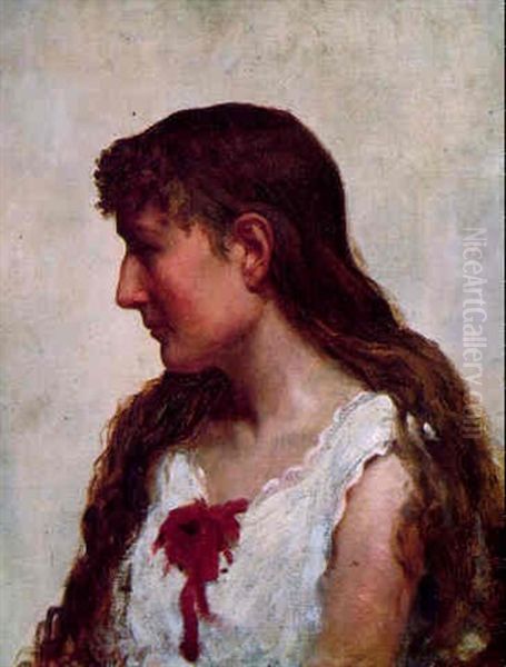 Etude De Buste De Jeune Femme Oil Painting by Anselm Friedrich Feuerbach