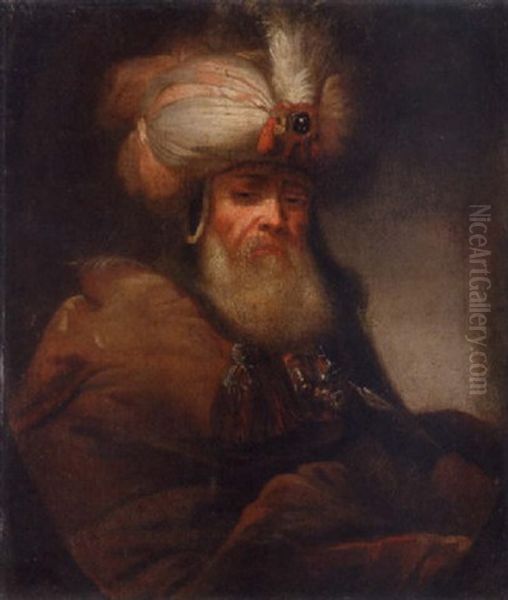 Portrait Of A Gentleman Wearing Oriental Dress Oil Painting by Johann Peter Feuerlein