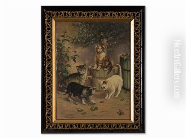 Four Cats Oil Painting by Carl Fey