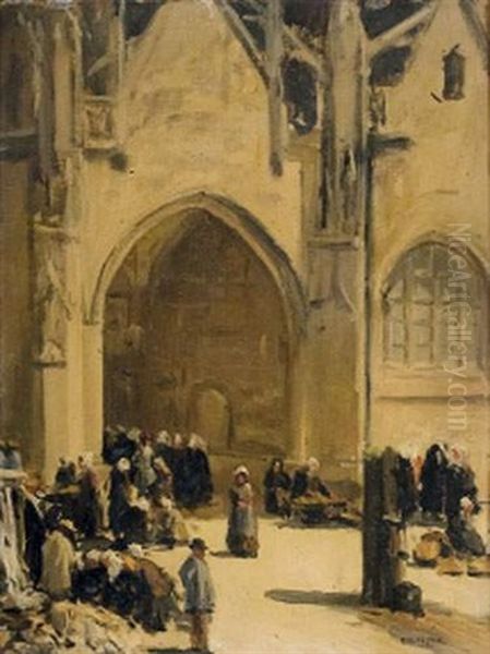 Bretonnes Devant L'eglise by Jacques Eugene Feyen