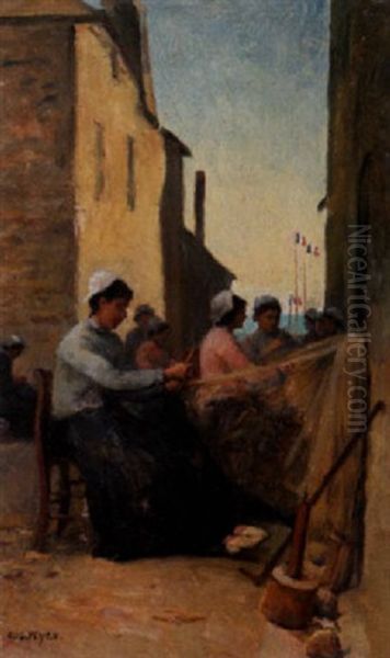 Les Ravaudeuses Oil Painting by Jacques Eugene Feyen