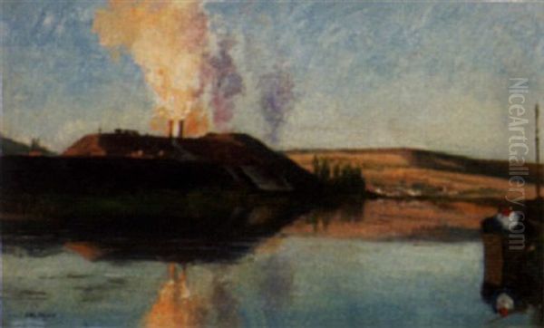 L'usine Au Bord De La Riviere Oil Painting by Jacques Eugene Feyen