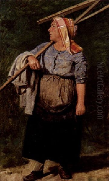 Femme Au Retour Des Champs Oil Painting by Jacques Eugene Feyen