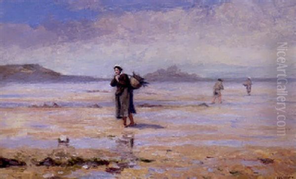 Glaneuses De La Mer Oil Painting by Jacques Eugene Feyen