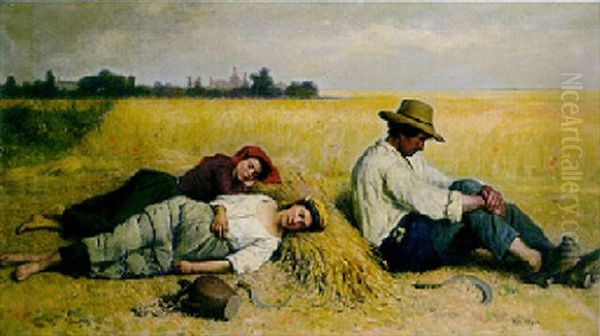 Rest After The Harvest Oil Painting by Jacques Eugene Feyen