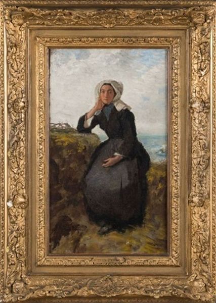 Femme Devant La Mer by Francois Nicolas Augustin Feyen-Perrin