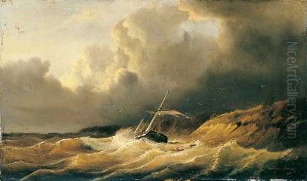 Schiffbruch Vor Der Kuste Oil Painting by Francois Nicolas Augustin Feyen-Perrin