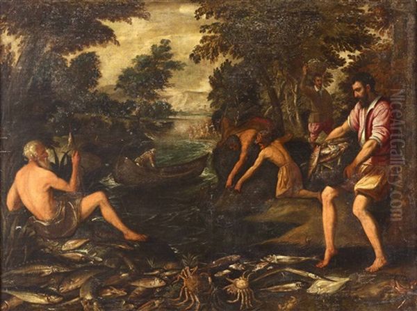 Allegoria Della Pesca Allegoria Della Guerra Oil Painting by Paolo Fiammingo