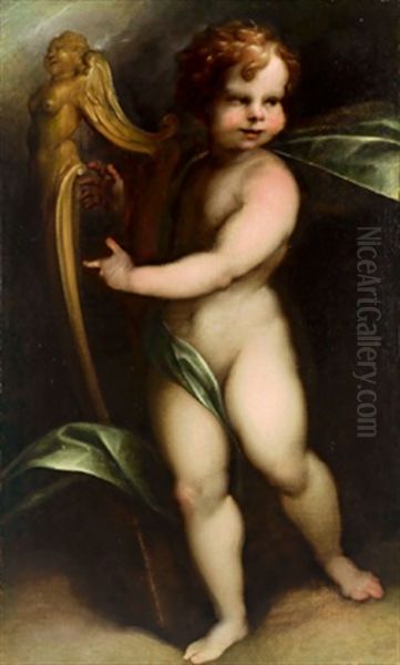 Ein Putto Die Lyra Spielend Oil Painting by Rinaldo Fiammingo