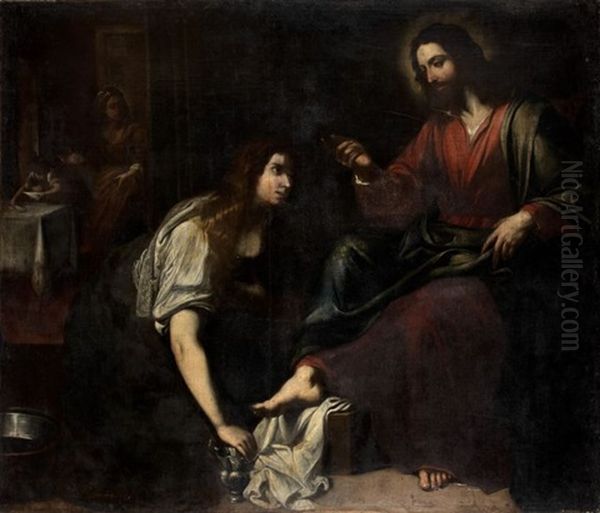 Le Christ Chez Marthe Et Marie Oil Painting by Domenico Fiasella