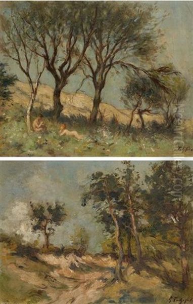 Dans Les Dunes (+ Chemin Creux, Smllr; 2 Works) Oil Painting by Georges Fichefet