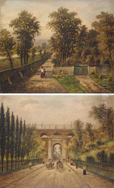 Highgate Archway Viaduct; Millfield Lane, Highgate Oil Painting by Edward Atkins